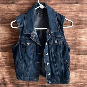 Express Dark Blue Denim Vest